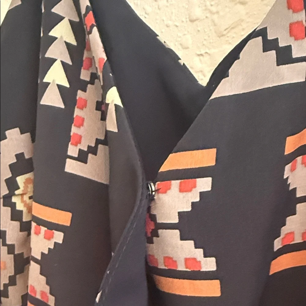 Skies Are Blue - Black and Orange Geometric Maxi Dress - Picture 5 of 5